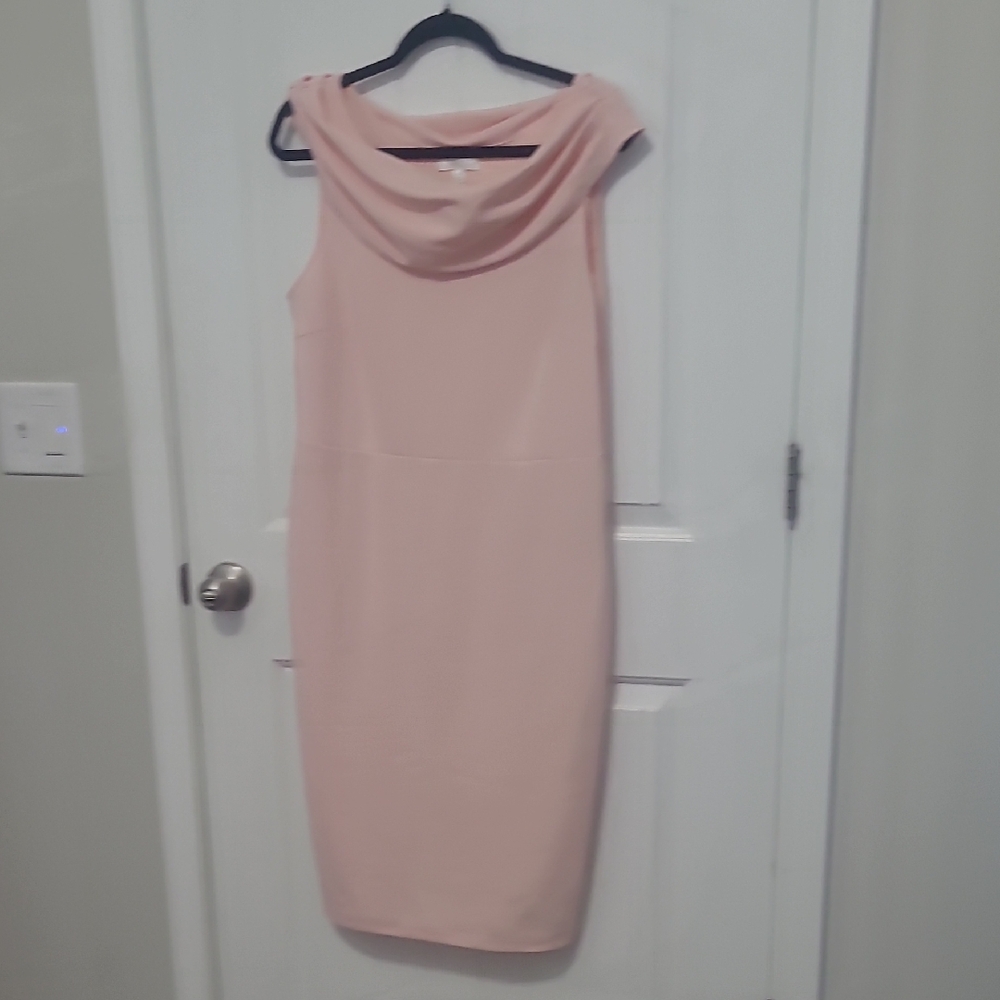 Spense Blush Pink Cowl Neck Midi Dress